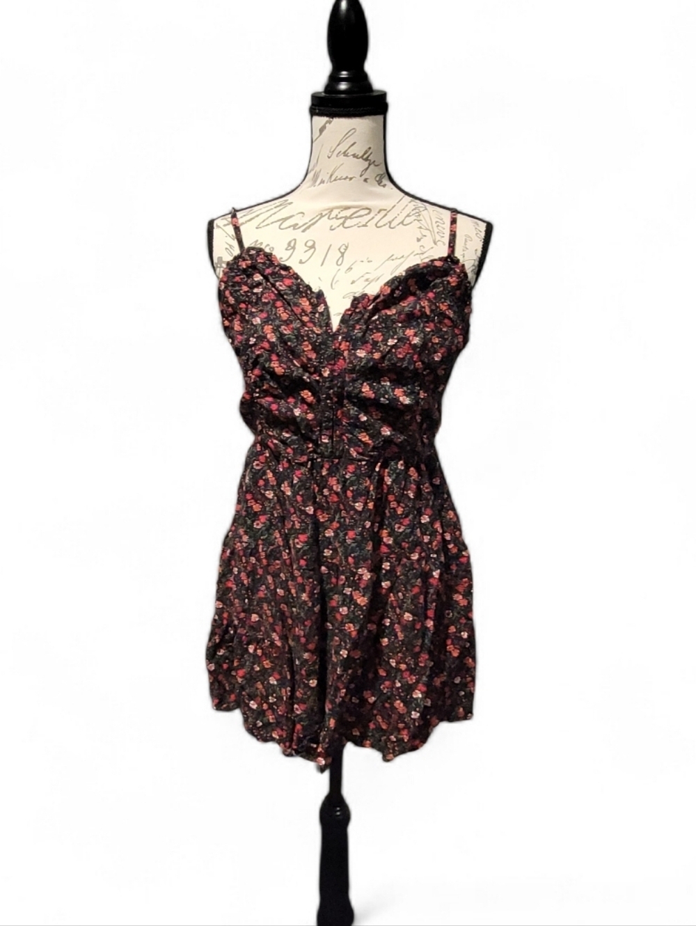 Aeropostale Black Mini Dress with Red Floral Print - Picture 2 of 4